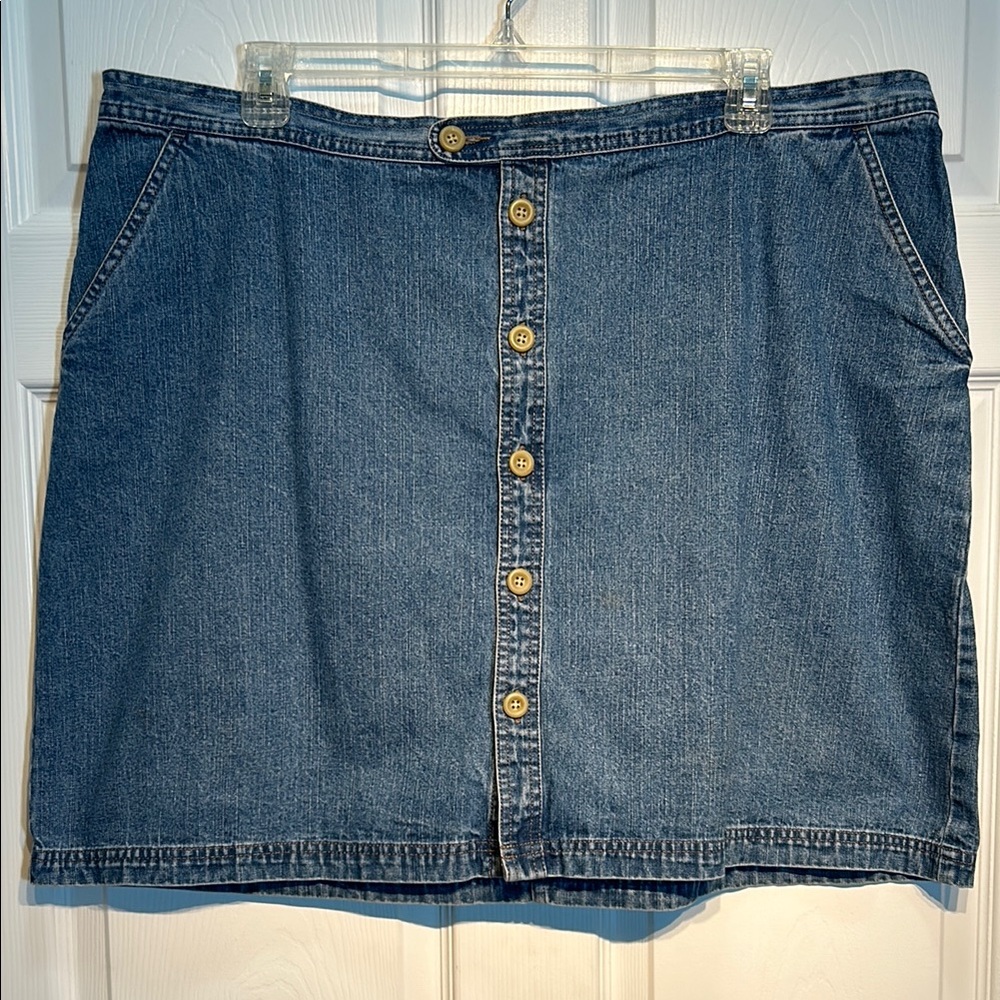 Christopher & Banks Denim Button-Front Skirt Size 24W